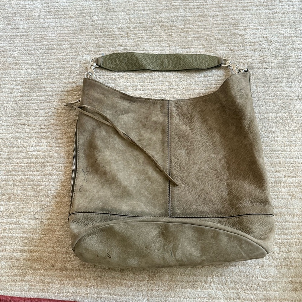Rebecca Minkoff Bucket Studded Suede Silver Leather Shoulder Bag - Picture 12 of 14